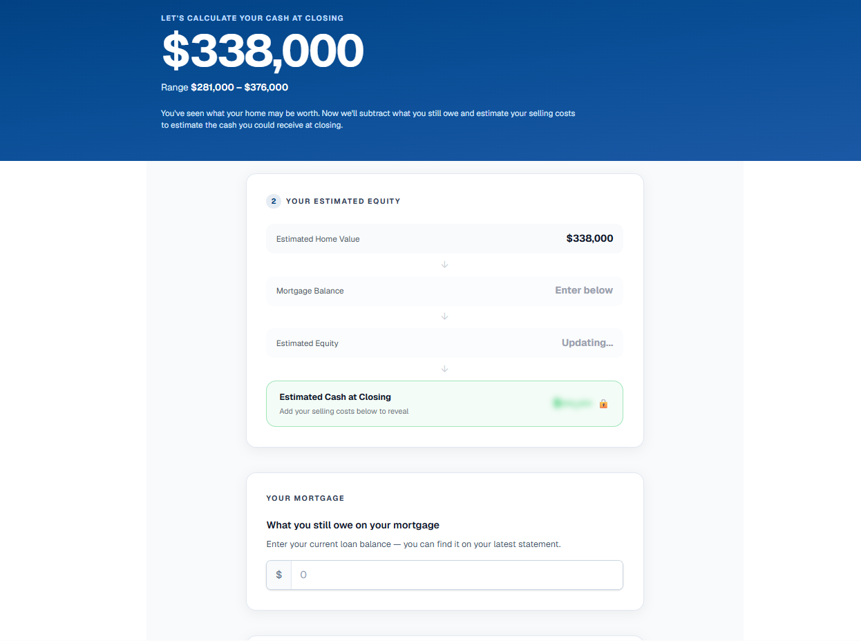 HomeJam estimated equity after mortgage payoff